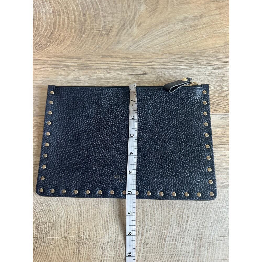 Valentino Rockstud Small Pebbled Leather Clutch Pouch Black - Picture 13 of 14